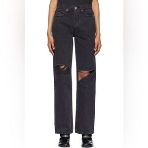 Re/Done High Rise Black Distressed Jeans